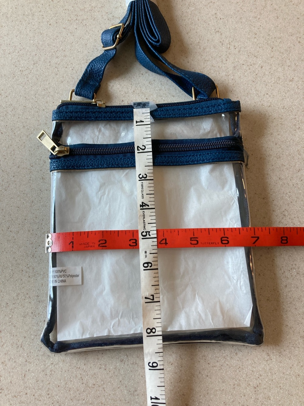 NWT Clear Crossbody Bag with Navy Trim for Concerts, Events, Sports Stadiums - Picture 3 of 5
